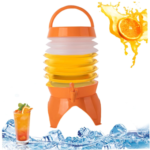 Distributeur de boissons de 5,5 L, distributeur de jus de limonade avec robinet pour fête en plein air, portable, pliable, conteneurs transparents (0RANGE)