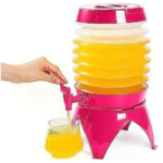 Distributeur de boissons de 5,5 L, distributeur de jus de limonade avec robinet pour fête en plein air, portable, pliable, conteneurs transparents (bleu)