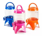 Distributeur de boissons de 5,5 L, distributeur de jus de limonade avec robinet pour fête en plein air, portable, pliable, conteneurs transparents (bleu)