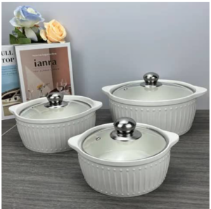 Ensemble de casserole en céramique 3pcs / plats de service jeu d'assiettes