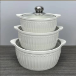 Ensemble de casserole en céramique 3pcs / plats de service jeu d'assiettes