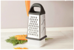 Râpe à fromage professionnelle Kaishun XL Râpe à 4 côtés en acier inoxydable avec récipient amovible Hachoir à aliments pour fromage Parmesan Légumes Lavable au lave-vaisselle noir