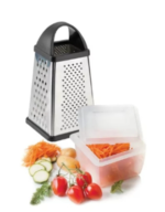 Râpe à fromage professionnelle Kaishun XL Râpe à 4 côtés en acier inoxydable avec récipient amovible Hachoir à aliments pour fromage Parmesan Légumes Lavable au lave-vaisselle noir