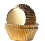 Lot de 100 caissettes en aluminium pour muffins, cupcakes, gâteaux (dorées)