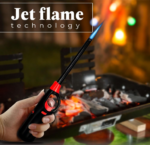 Briquets Jet Flame pour barbecue – Lot de 5 briquets coupe-vent à l'épreuve des enfants, grands briquets à gaz rechargeables de sécurité pour barbecue, cuisinière, cuisinière, plaques de cuisson, camping